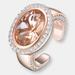 Genevive Sterling Silver Rose Gold Plated Morganite Cubic Zirconia Cocktail Open Ring - Pink - 7