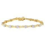 Haus of Brilliance 10K Yellow and White Gold 2.00 cttw Round and Baguette-Cut Diamond Link Bracelet - I-J Color, I2-I3 Clarity - Size 7.25" - Yellow - 7.25