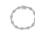 Haus of Brilliance .925 Sterling Silver 1.0 Cttw Miracle-Set Round-Cut Diamond Pear And Bezel Link Bracelet - White - 7