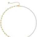 Rachel Glauber Rachel Glauber 14K Gold Plated Initial Pearl Link Chain Necklace - Gold - G