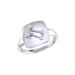 LuvMyJewelry Gemini Twin Moonstone & Diamond Constellation Signet Ring In Sterling Silver - Grey - 6