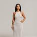Vanity Couture Selena Textured Knit Backless Cover Up Dress In White - White - L
