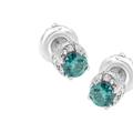 Haus of Brilliance 14K White Gold 1/2 Cttw White And Treated Blue Round Diamond Earrings - White