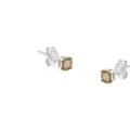Haus of Brilliance 10K Yellow Gold over .925 Sterling Silver 1/10 Cttw Round Brilliant-Cut Champagne Diamond Miracle-Set Stud Earrings - White - OS