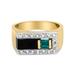 Haus of Brilliance 14K Yellow Gold 1/6 Cttw Round Diamond And Princess Emerald with Onyx Gemstone Gent's Band (H-I Color, I2 Clarity) - Ring Size 10 - Yellow - 10