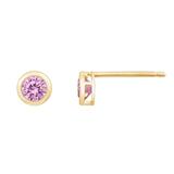 Diamonbliss 10K Solid Gold Birthstone Stud Earrings - Pink