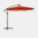 Sunnydaze Decor 10FT Offset Solar Patio Umbrella Outdoor LED Lights Cantilever Crank Brown Deck - Orange