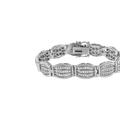 Haus of Brilliance .925 Sterling Silver 3 Cttw Diamond Art-Deco Style Link Bracelet - Grey - 7