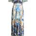 Camilla Shaped Waistband Dress With Flutter Sleeves - Blue