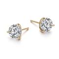 Rachel Glauber Rachel Glauber White Gold Plated and Clear Cubic Zirconia Solitaire Stud Earrings - Gold