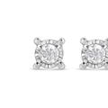 Haus of Brilliance .925 Sterling Silver 1.0 Cttw Round Brilliant-Cut Diamond Miracle-Set Solitaire Stud Earrings - White - OS