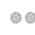 Haus of Brilliance AGS Certified 14K White Gold 1.0 Cttw Brilliant-Cut Diamond Halo-Style Cluster Round Button Stud Earrings - White