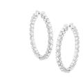 Haus of Brilliance .925 Sterling Silver 7.0 Cttw Diamond 1-Â¾ Inside Out Hinged Leverback Hoop Earrings - White - OS