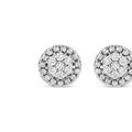 Haus of Brilliance .925 Sterling Silver 1/3 Cttw 7 Stone Pave Set Diamond Beaded Stud Earrings - White - OS