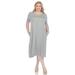 White Mark Plus Size Short Sleeve Pocket Swing Midi Dress - Grey