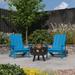 Merrick Lane Ayala 3 Piece Outdoor Leisure Set with Set of 2 Blue Poly Resin Adirondack Chairs and Star and Moon Iron Fire Pit - Blue