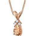 Peora 14K Rose Gold Pear Shape 0.75 Carats Morganite Diamond Pendant - Gold