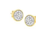 Haus of Brilliance 10K Yellow Gold Plated .925 Sterling Silver 1/2 Cttw Diamond Floral Cluster Milgrained Stud Earring - Yellow - OS