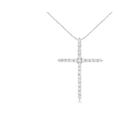 Haus of Brilliance .925 Sterling Silver 2 cttw Prong Set Round-Cut Diamond Cross 18" Pendant Necklace - White - 18