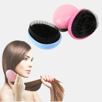 Vigor Hair Care Comb Massage Hairbrush Tangle Egg Shaped Detangling - Black