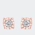 Haus of Brilliance 10K Rose Gold Plated .925 Sterling Silver 1/10 Cttw Round Brilliant-Cut Diamond Miracle-Set Stud Earrings - Pink - OS