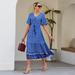 Anna-Kaci Ruffle Flow Boho Dress - Blue