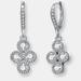 Genevive GENEVIVE Sterling Silver Cubic Zirconia Flower Dangling Earrings - White - 31MM