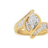 Haus of Brilliance 14K Yellow Gold Princess, Baguette, and Pie cut Diamond Marquise Shaped Ring - Yellow - 7.5