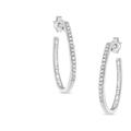 Haus of Brilliance 10K Gold Round And Baguette Cut Diamond Oblong Hinged Leverback Hoop Earrings - Grey - OS