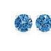 Haus of Brilliance 10K White Gold Lab Created Round Brilliant Cut Diamond Classic 4-Prong Solitaire Stud Earrings - Blue - 1.0 CTTW