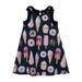 Deux Par Deux Sleeveless Dress With Frill & Print Black Iced Sweets - Black - 6