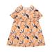 Deux Par Deux Cotton Printed Dress With Frill - Orange - 7