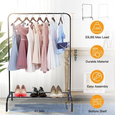 Fresh Fab Finds 33lbs Loading Garment Racks Freestanding Clothing Racks Clothes Rack Stands Organizer With Bottom Shelf For Dormitory Home - White - White