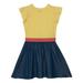 Deux Par Deux Mixed Fabric Short Sleeve Dress Yellow & Blue Chambray - Yellow - 8