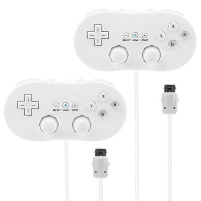 Fresh Fab Finds 2PCS Classic Game Controller Pad Wired Gamepad Joypad Joystick for Nintendo Wii Remote - White