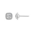 Diamonbliss Cushion Halo Stud Earrings - Grey - CARAT: 1