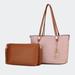 MKF Collection by Mia K Malay Vegan Leather Womenâ€™s Tote Bag with Cosmetic Pouch â€“ 2 pieces - Pink