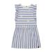 Deux Par Deux Striped Short Sleeve Dress Blue & White - White - 10