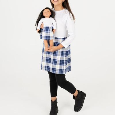 Leveret Matching Girl & Doll Plaid Cotton Skirt Dress - White - 6Y