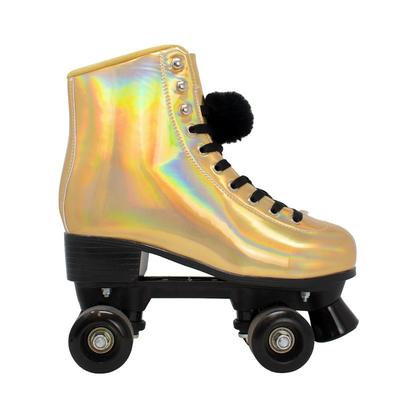 Cosmic Skates Gold Iridescent Pom Pom Roller Skates - Gold - 7
