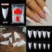 500PCS Pre Shaped False Nails Tips 10 Sizes Lady French Style Acrylic Artificial Tip Manicure for Nail Tips Art Salons and Home DIY