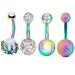 4PC Claw Belly Button Piercing Set Surgical Steel Crystal Belly Piercing Bulk Women Bee Navel Bar Pack Cz Belly Ring Lot Ombligo