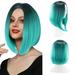Party Wig Wig Gradient Short Straight Hair Highlight Female Wig Gradient Short Straight Party Wig Light Blue