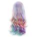 Role Play Wig Red Gradient Long Curl Wig Daily Split Rainbow Ice Cream Long Curl Hair High Temperature Sik Wigs 25.59 inch