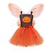 Rovga Toddler Kids Girls Pumpkin Role Play Fancy Party Mesh Tulle Dress Wing Set Outfits 6-7 Years