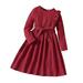 Ydojg Toddler Girls Fall Winter Dresses Girl Fall Winter Dress Long Sleeve Solid Color Knit Sweater Dress For Kid Little Girl Dresses Skirt Outfits For 4-5 Years