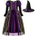 AnuirheiH Halloween Costumes for Girls Halloween Costumes Witch Costume for Girls Witch Costume Kids Witch Costume with Magic Hat