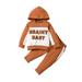 KIMI BEAR Baby Boys Outfits 18 Months Infant Boy Fall Winter Outfits 24 Months Newborn Boy Contrast Color Long Sleeve Hoodie Sweatshirt + Pants 2PCS Brown