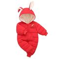 NIUREDLTD Toddler Boys Puffer Jacket Infant Hooded Outerwear Jumpsuit Coat Rabbit Ear Thick Boys Romper Jacket Baby Girls Winter Boys Coat&jacket Fall Winter Padded Coat Outerwear Red 73