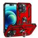 Case for Apple iPhone 15 Pro (6.1 ) - Red Rubberized Hybrid Protective with Shock Absorption & Built-In Rotatable Ring Stand